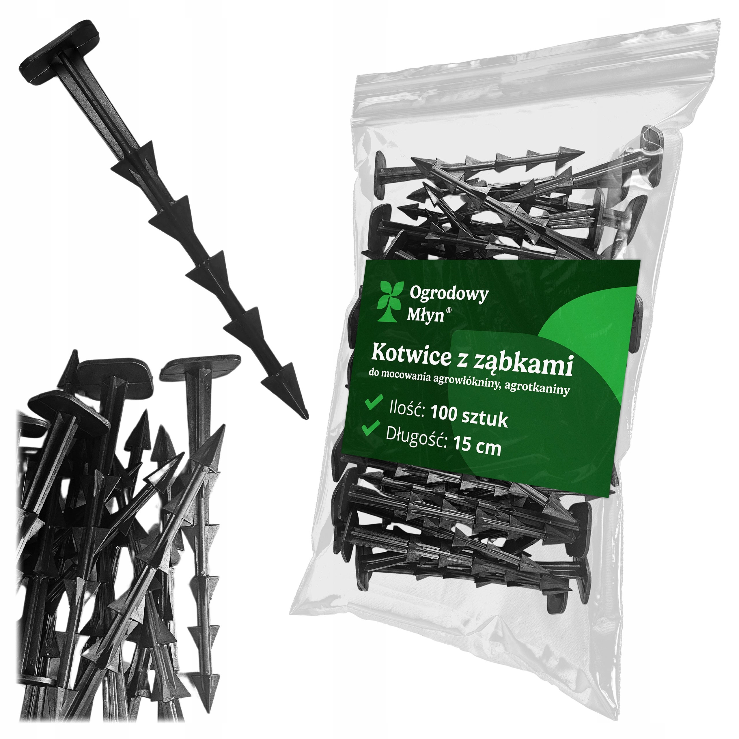 Kołki szpilki do agrowłókniny agrotkaniny Uniwersalne 15cm 100 sztuk Ogrodowy Młyn