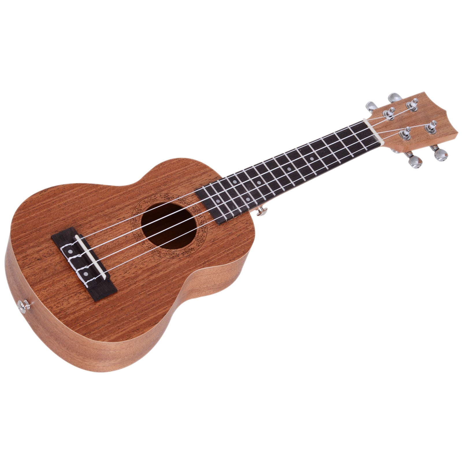 Ukulele sopranowe dla początkujących z 4 regulowanymi strunami nylonowymi, zabawka edukacyjna, 53 x 17,5 x 6,2 cm, drewno