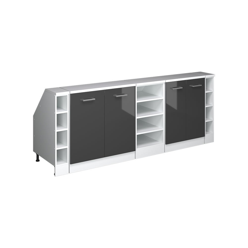 Vicco Zestaw szaf na dachy skośne Rion, Antracyt wysoki połysk, 210 cm Zestaw 5 korpusów szafy głębokość 60 cm
