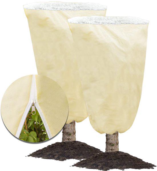 Zestaw 2 osłon mrozoodpornych do roślin - Materiał mrozoodporny - Pokrowiec chroniący przed mrozem - 120 cm x 180 cm - Z zamkiem błyskawicznym - Wielo