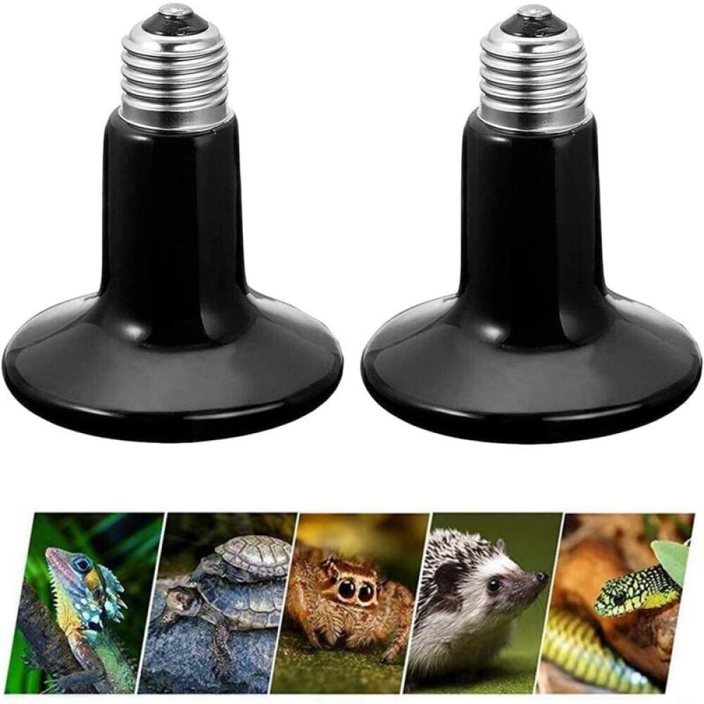 Dwie lampy grzewcze, lampy dla gadów, E27, ceramiczne żarówki na podczerwień dla zwierząt (25 W)