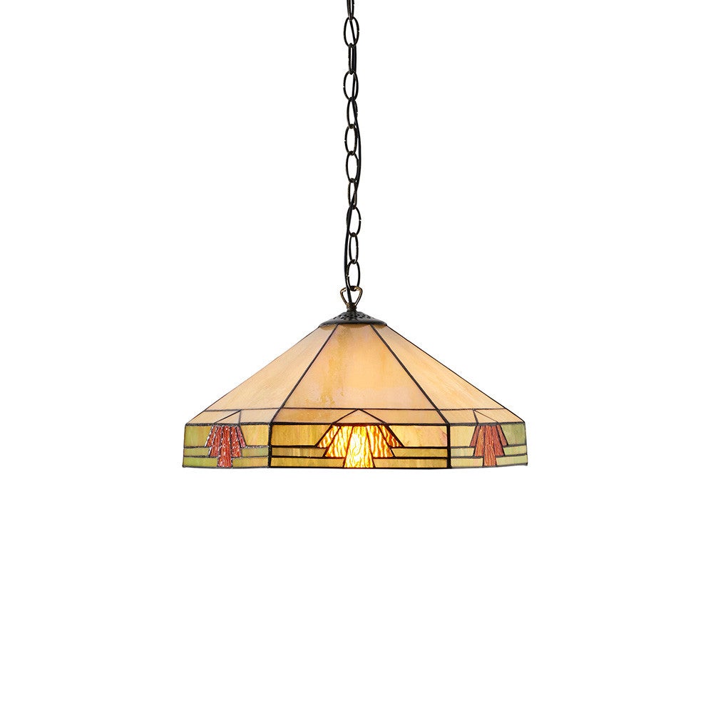 Lampa sufitowa art deco NEVADA brązowa 1xE27x40W szkło wym:128x35x35cm IP20 Tiffany