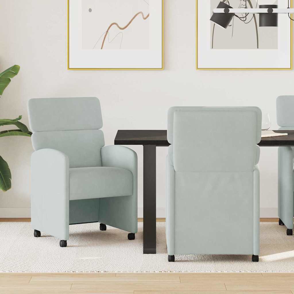 Krzesełka jadalne na kółkach 2 pcs Jasnoszary 58 x 65 x 98 cm vidaXL