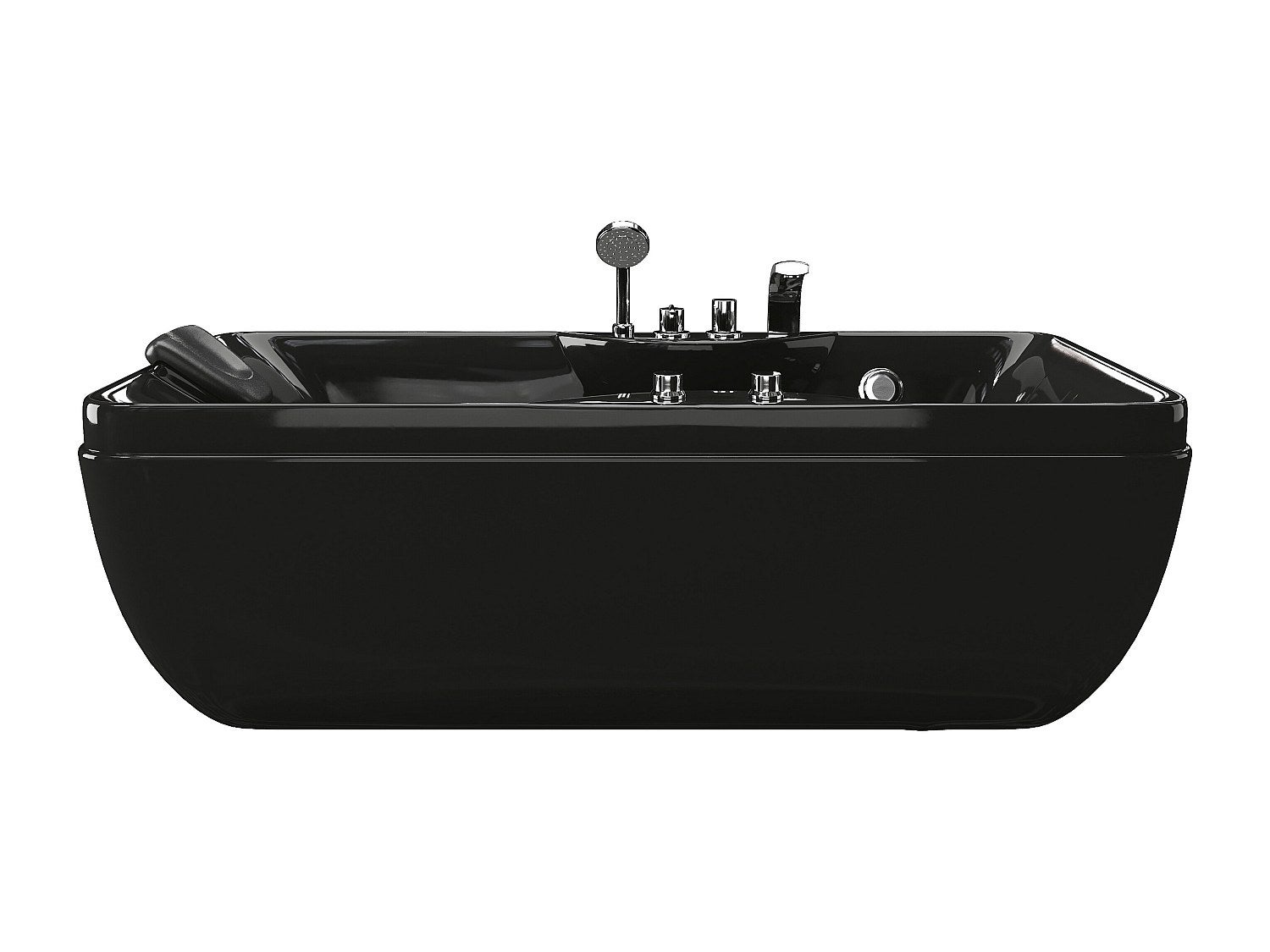 Wanna z hydromasażem czarna - 1 osobowa - 140 l - 150 x 75 x 54,5 cm - Prawostronna - GAVINO