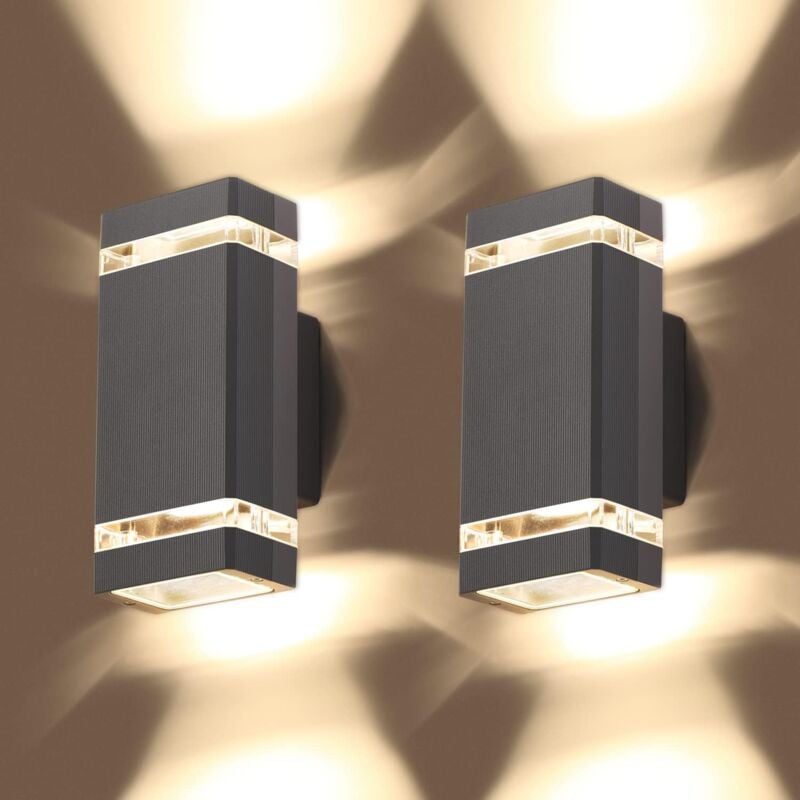 Zestaw 2 lamp ściennych LED IP65 – 3000K, ciepła biel, nowoczesny design na patio, do garażu i ogrodu
