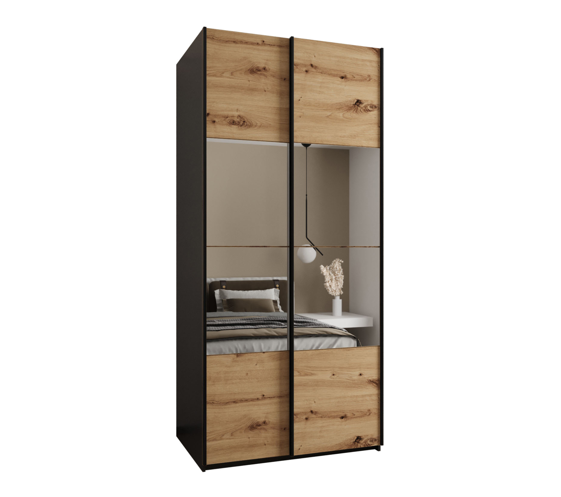 Szafa przesuwna wysoka Lux 4 110 x 64 x 245,5 cm czarny + artisan + u. czarny - Abiks Meble