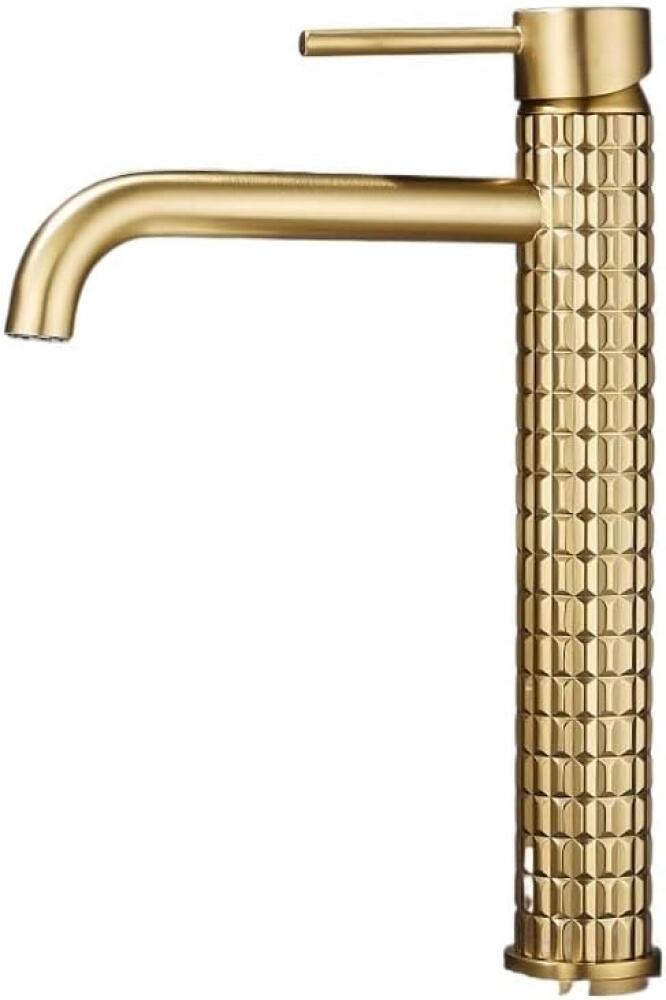 Bateria umywalkowa, bateria łazienkowa, bateria umywalkowa jednouchwytowa, mosiężna, bateria do wody ciepłej i zimnej – złota (model wysoki)