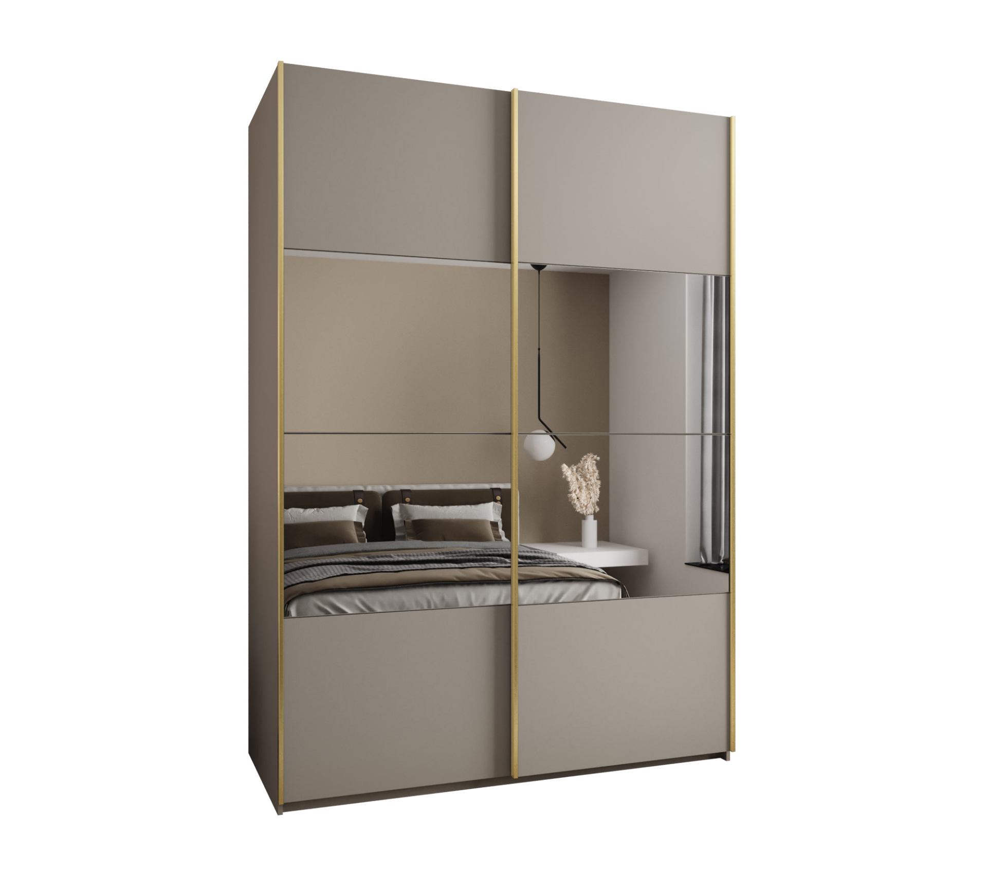 Szafa przesuwna wysoka Lux 4 170 x 64 x 245,5 cm kaszmir + kaszmir + u. złoty - Abiks Meble