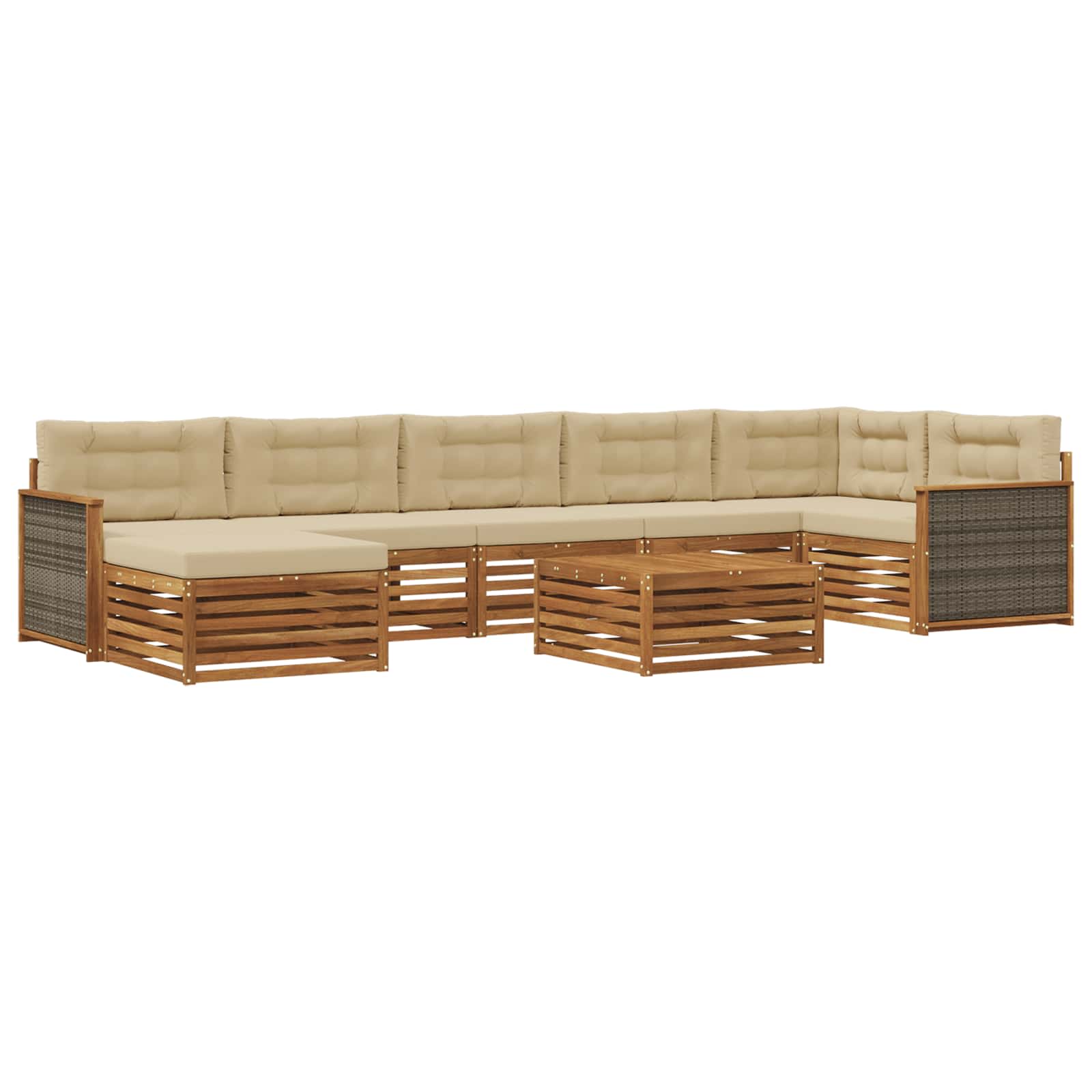 Zestaw sof na zewnątrz 8 pcs Naturalny i Beżowy