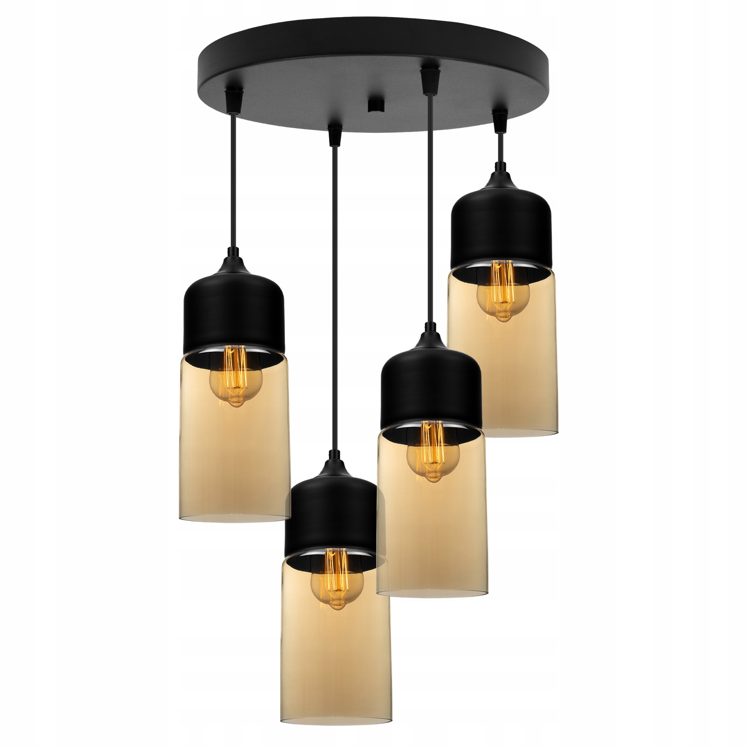 Lampa sufitowa wisząca Light Home LH Oslo tuba 4x E27 60W czarny/miodowy