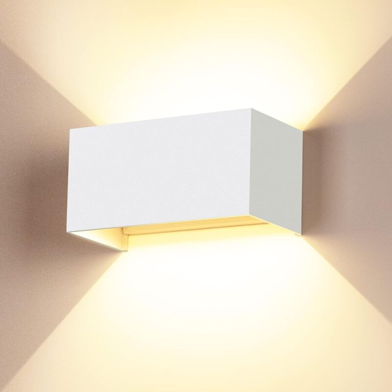 Kinkiet zewnętrzny/wewnętrzny 24 W, białe kinkiety LED, ciepła biel 3000 K z regulowanym kątem wiązki, wodoodporna lampa ścienna IP65, kinkiet wewnętr