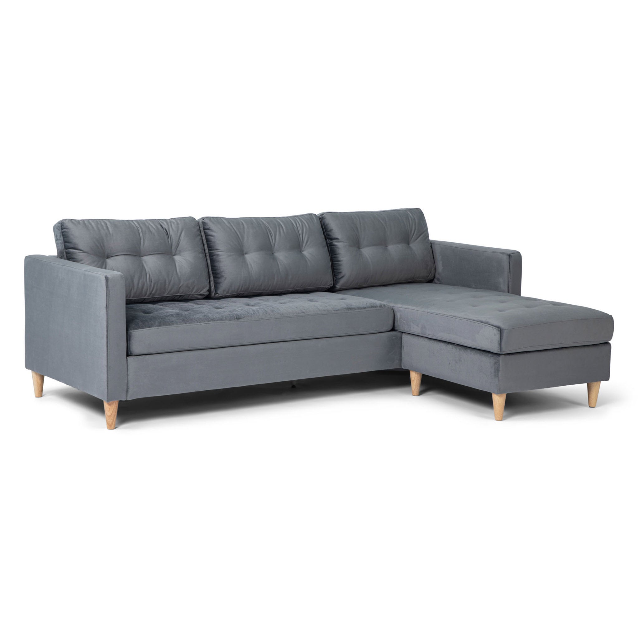 Marino sofa BA3, szezląg prawy lub lewy, aksamitny szary.