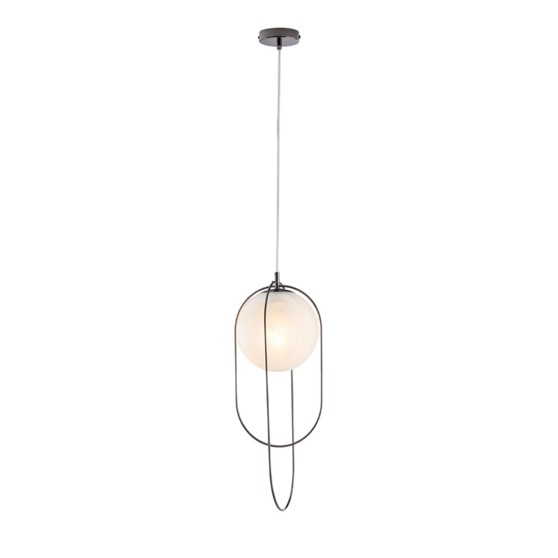Sospensione in ferro bronzato 1 luce con sfera dm.20 H.56 - MAX 156 - Ø23