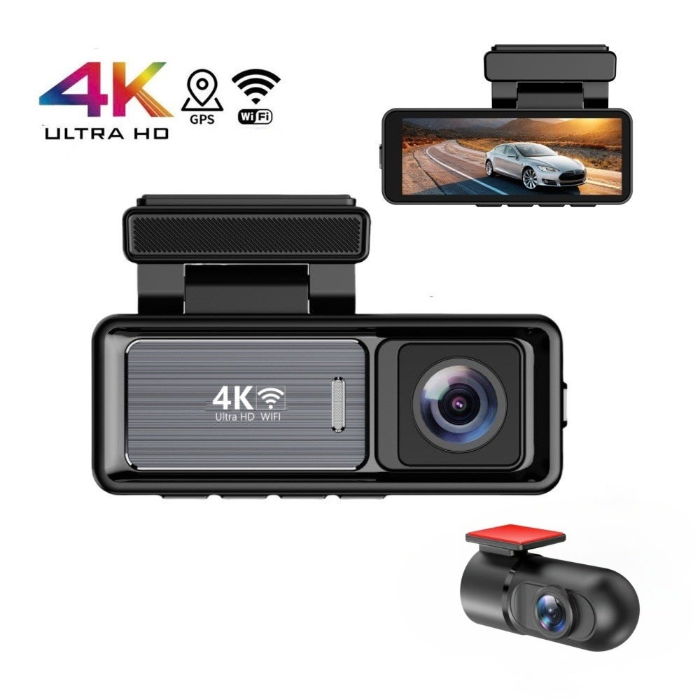 Kamera samochodowa 4K + 1080p z obiektywem szerokokątnym i funkcją Wi-Fi dla większego bezpieczeństwa jazdy