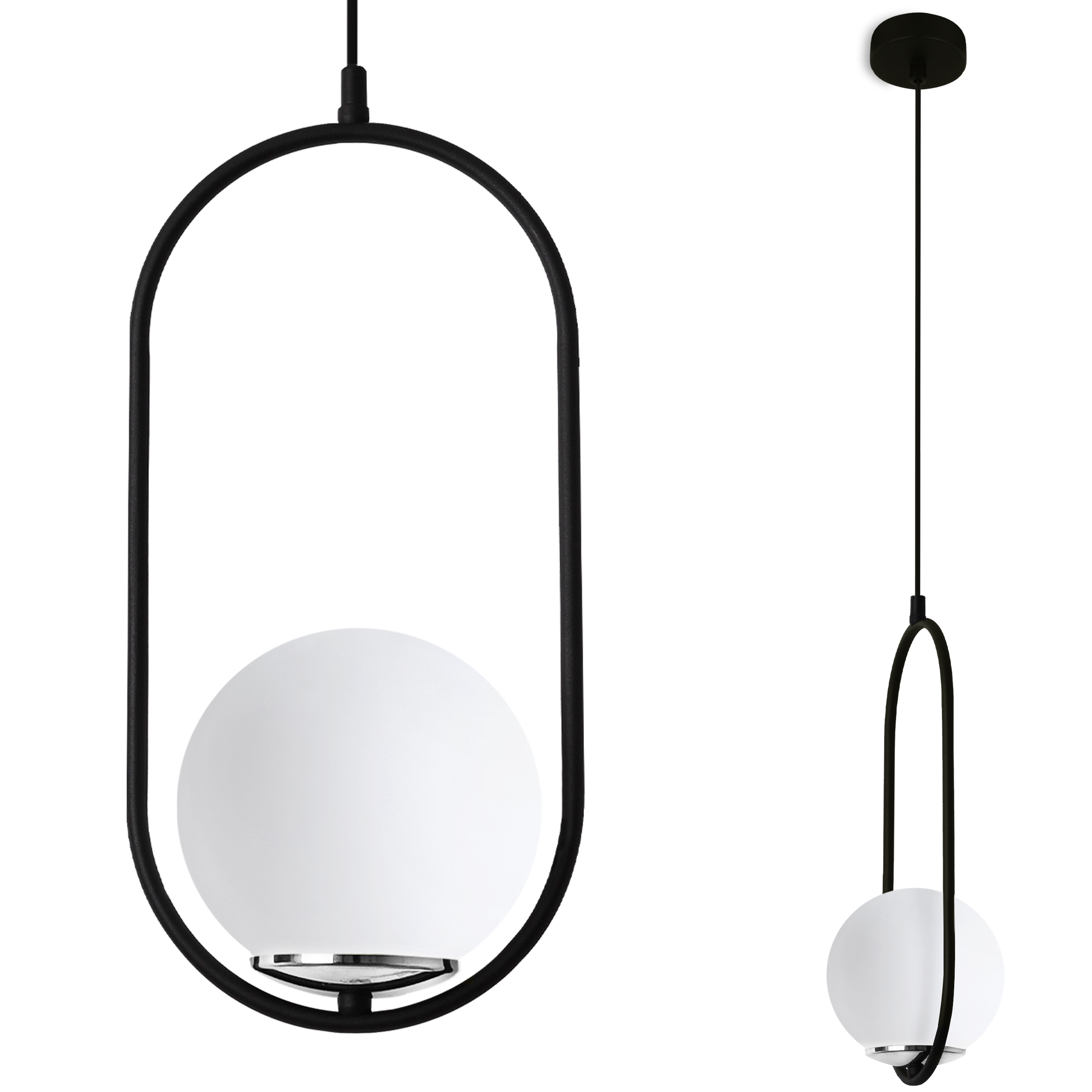 Lampa sufitowa wisząca Light Home LH Luna 1x E14 biały/czarny/chrom