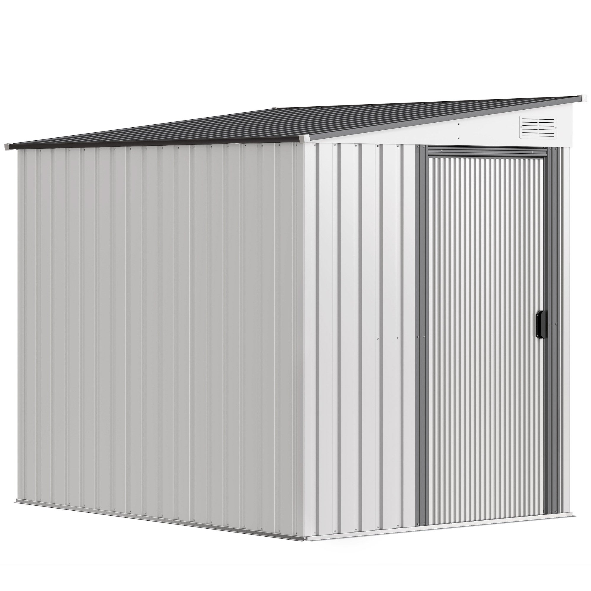 Domek ogrodowy metalowy 2,81 m² 154 x 206,5 x 181 cm, domek narzędziowy ze spadzistym dachem, fundamenty