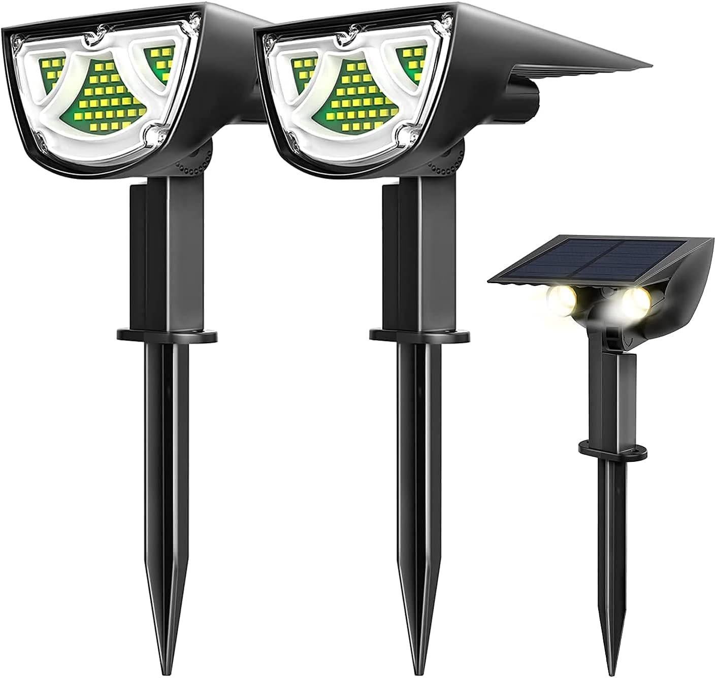 Zestaw 2 lamp solarnych z 43 LED - zimna biel - 900 lm - 10 W - wodoodporny - IP65 - Do ogrodu, podwórka, ganku, alejki, basenu, tarasu