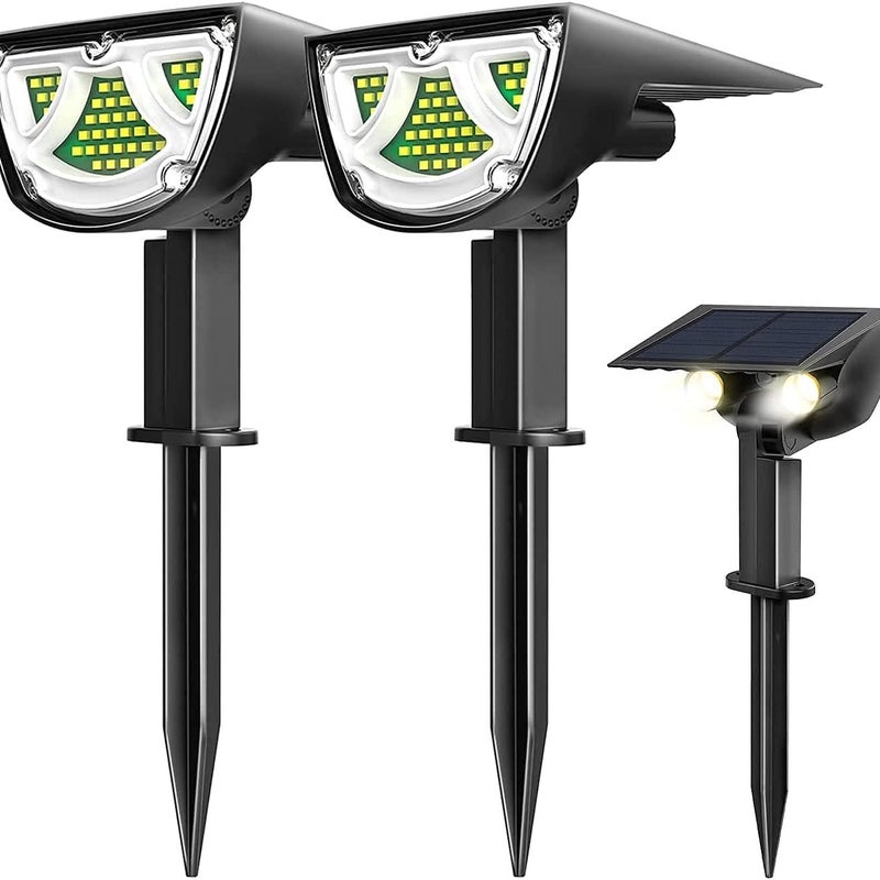Zestaw 2 lamp solarnych z 43 LED - zimna biel - 900 lm - 10 W - wodoodporny - IP65 - Do ogrodu, podwórka, ganku, alejki, basenu, tarasu