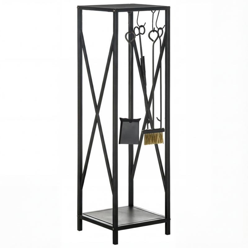 Nosidło na drewno opałowe - Stojak na drewno opałowe kominek servant Column - Multi accessories Wymiary 34L x 34l x 111H cm metal czarny