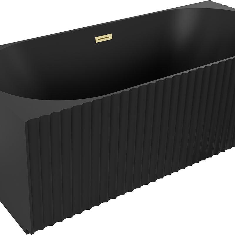 Mexen Gia wanna wolnostojąca narożna ryflowana lewa 170 x 80 cm, czarna mat, przelew złoty szczotkowany - 52701708071L-55