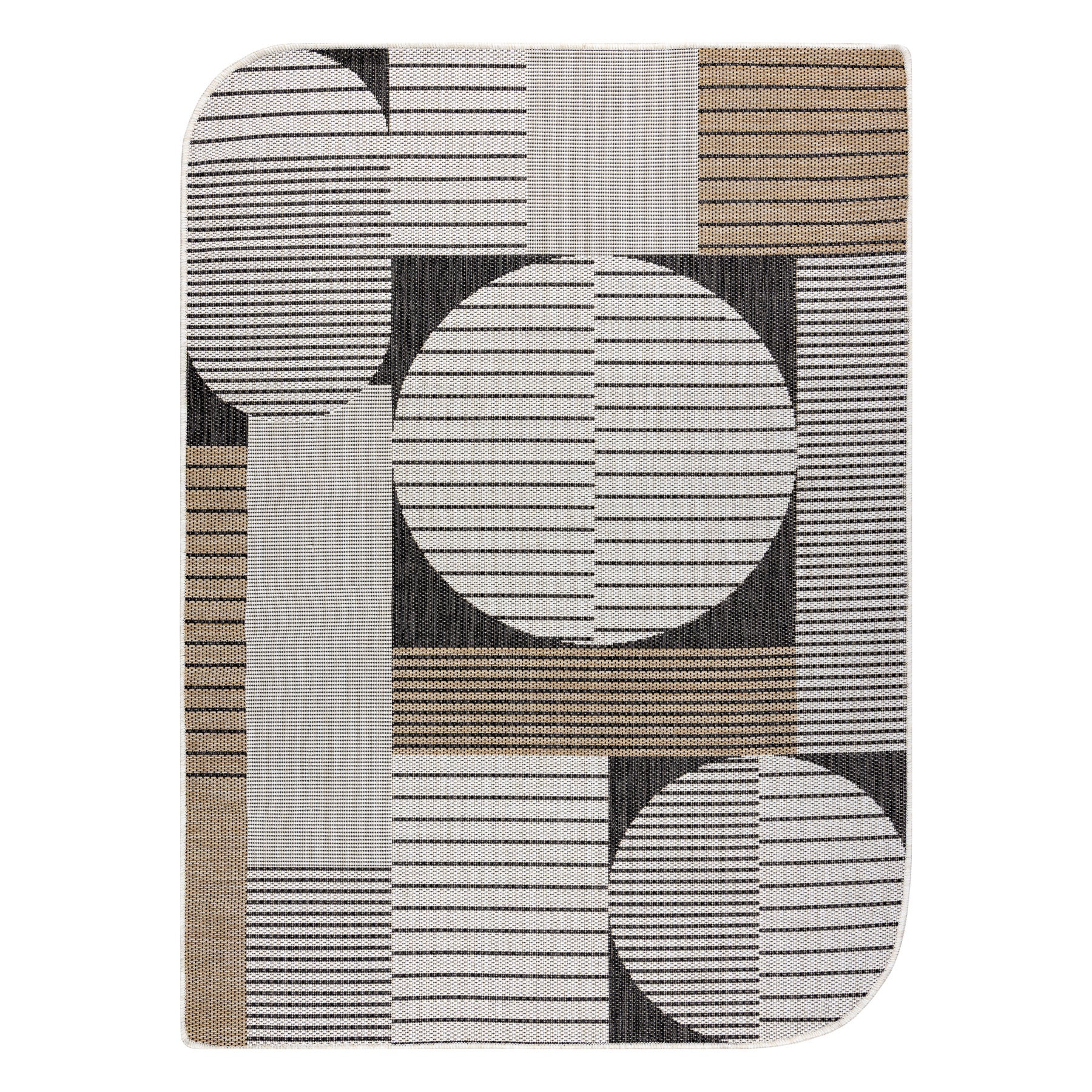 Dywan ORGANIC 2769 sizal Geometryczny ecru / czarny - naturalny, nowoczesny nieregularny kształt 160x220 cm