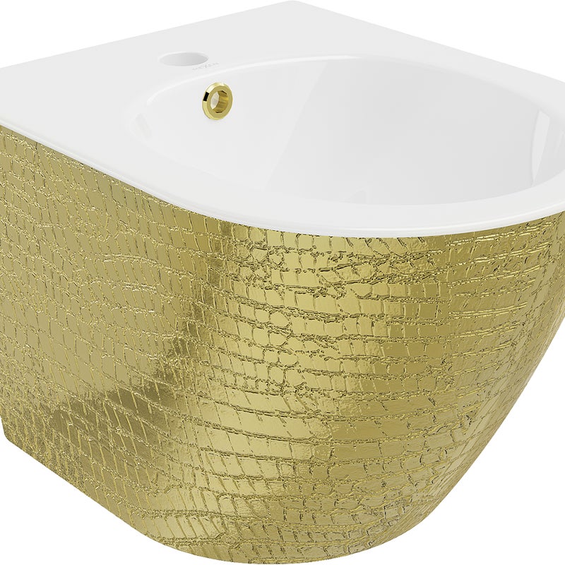 Mexen Lena bidet wiszący, biały/złoty wzór łuski - 35224808