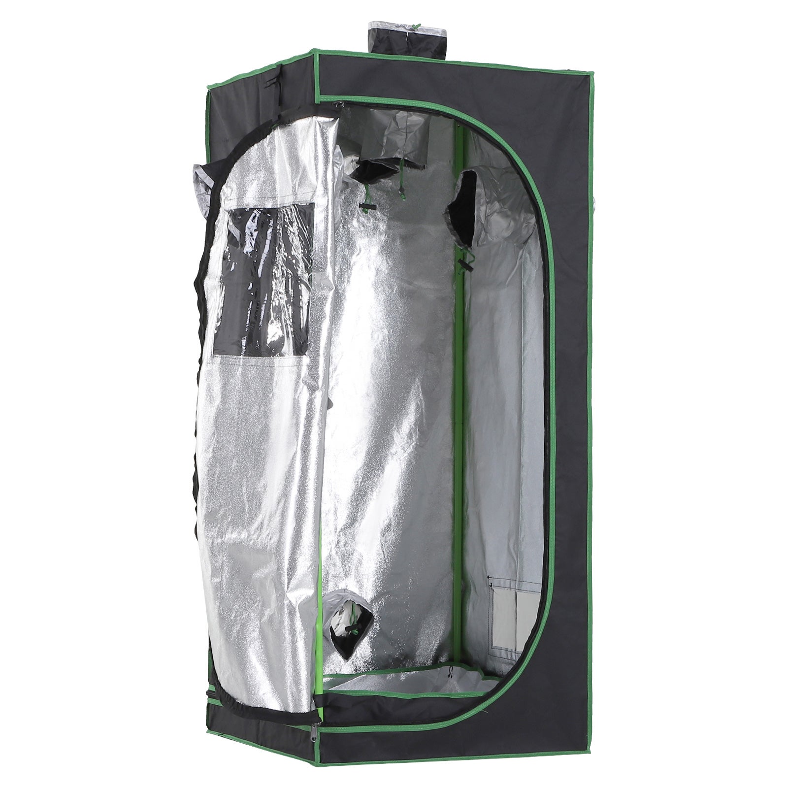 Namiot hydroponiczny Oxford 600D, 60x60x140 cm, czarny, z 3 otworami wentylacyjnymi