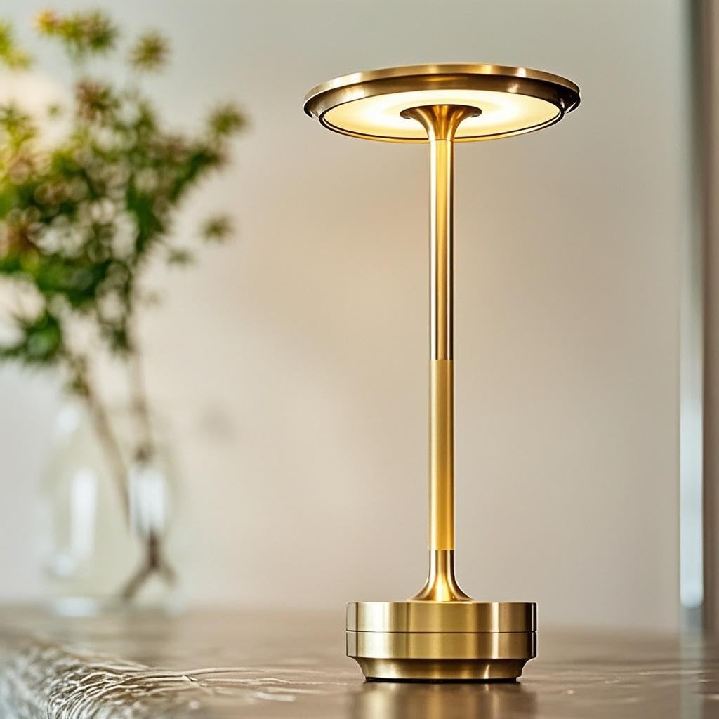Przenośna bezprzewodowa lampka stołowa LED z możliwością ładowania – 3 regulowane kolory, 1200 mAh, do kolacji na świeżym powietrzu i restauracji