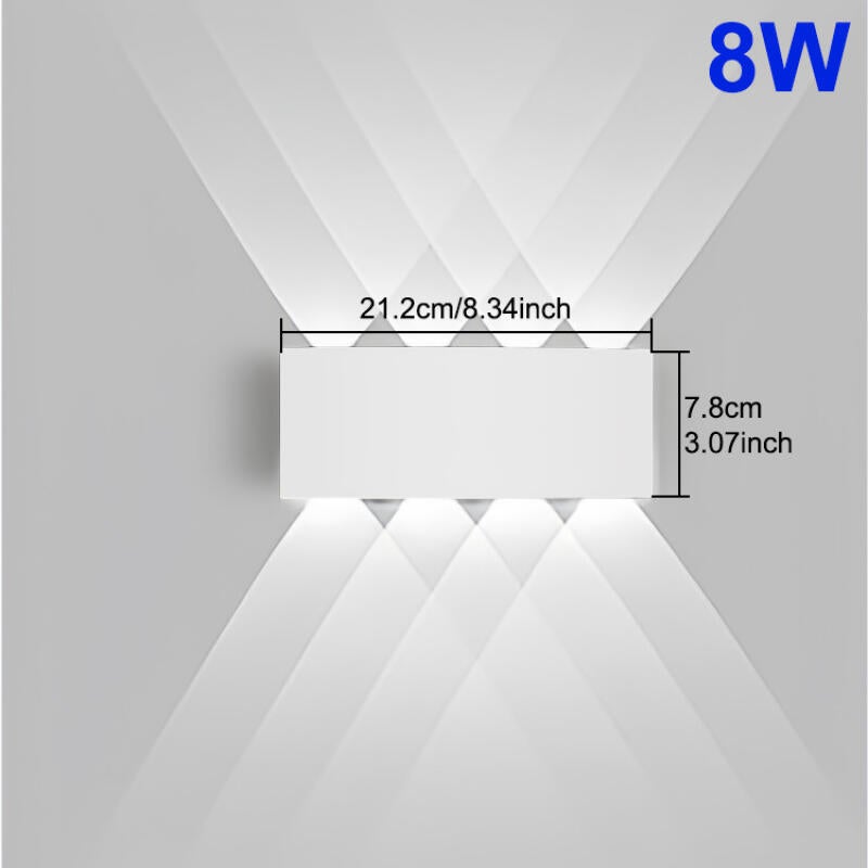 Kinkiet wewnętrzny LED 8W, aluminium białe - oświetlenie w górę i w dół, odpowiedni do salonów, sypialni i korytarzy - światło białe.