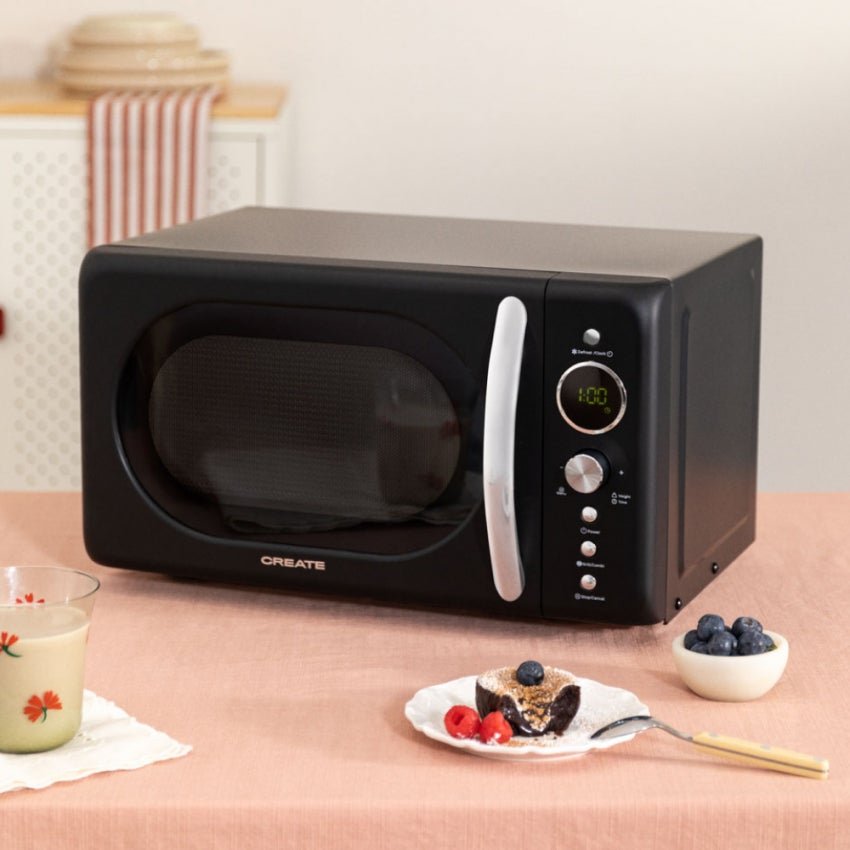 CREATE - MICROWAVE RETRO - Kuchenka mikrofalowa 20 l z grillem cyfrowym 900 W - Noir
