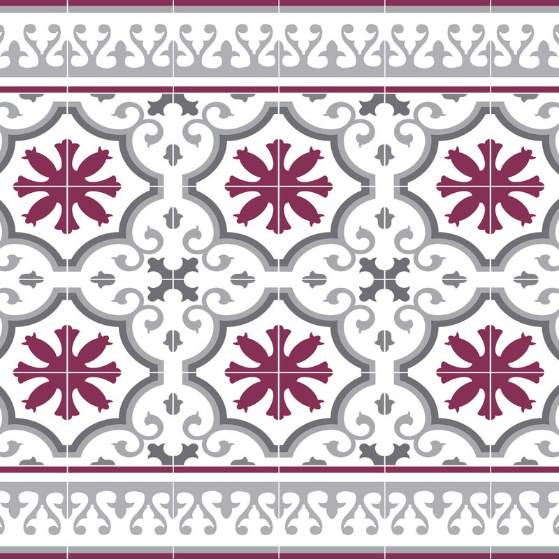Dywan winylowy CLOÉ 66x250 cm - antypoślizgowy PVC, winylowy do kuchni lub salonu, zmywalny, styl hydrauliczny