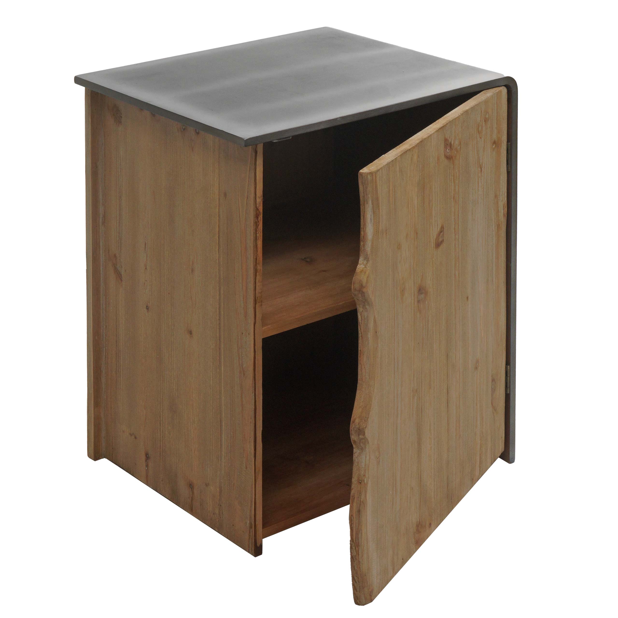 Stolik pomocniczy HWC-L76, komoda, szafka nocna, Industrial Massiv-Holz MVG 60x50x40cm, naturalny z metalowym wykończeniem