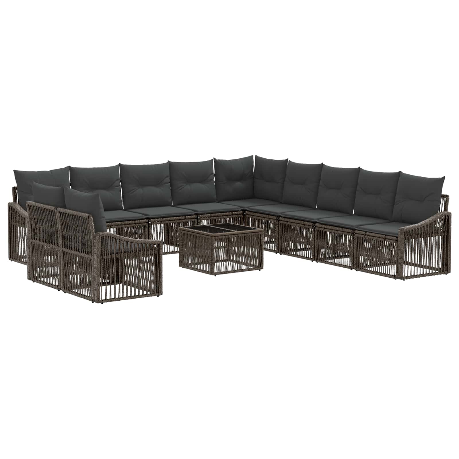 Zestaw Sof na Ogród 12 pcs Szary polirattan vidaXL