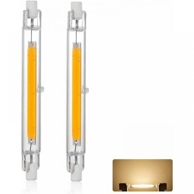 Dwie żarówki LED R7S o średnicy 118 mm i mocy 20 W – ciepłe białe światło 3000 K, 3000 lumenów – świetlówki LED OCB R7S
