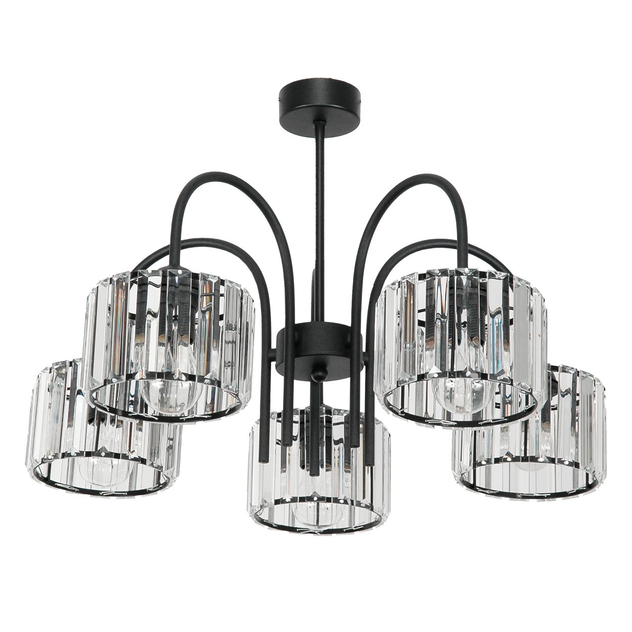 Żyrandol czarny nowoczesny HOSE do salonu 5xE27 glamour kryształkowe klosze 56x56x37cm Edylit
