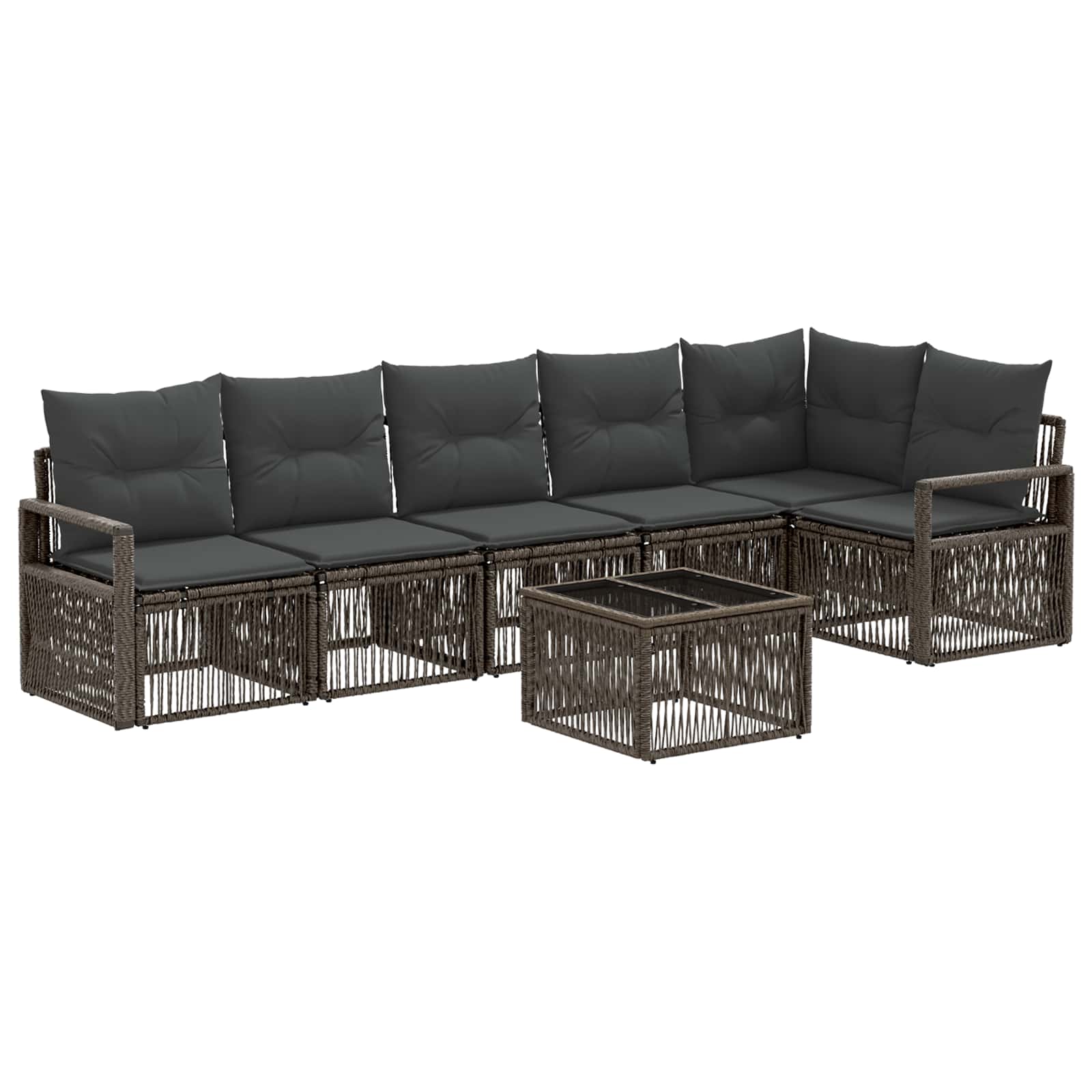 Zestaw Sof na Ogród 7 pcs Szary polirattan vidaXL