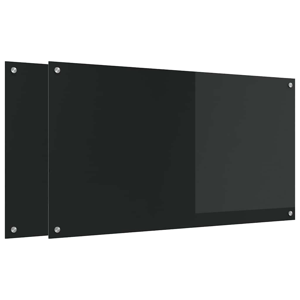 2x Panel Szklany do Kuchni Czarny Hartowany Odporny na Ciepło