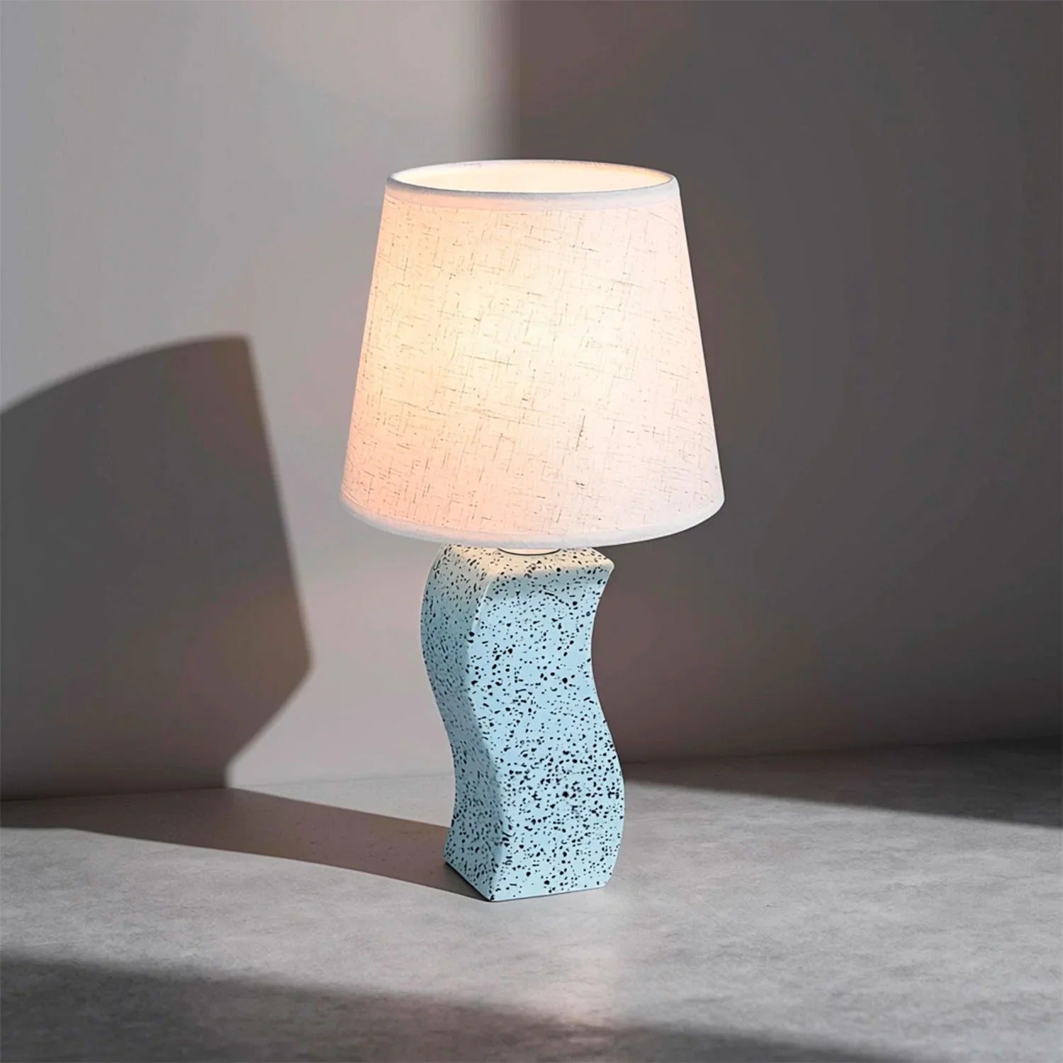 Lampa stołowa beżowy abażur Dayami 1xE14x40W ceramika / gips niebiesko-beżowa wym:34x18x18cm IP20 Rabalux