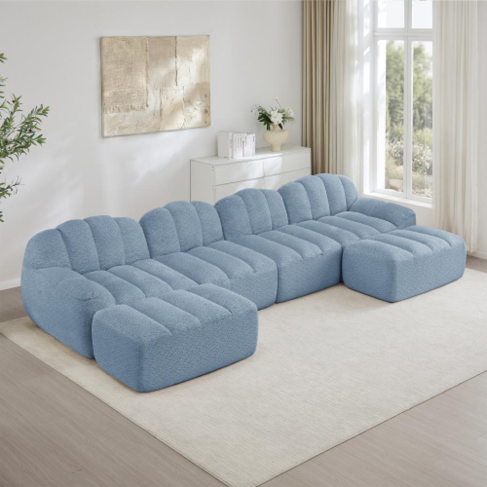 Modułowa sofa 4-osobowa w stylu muszli, głębokie poduszki, do salonu i mieszkania, nie wymaga montażu