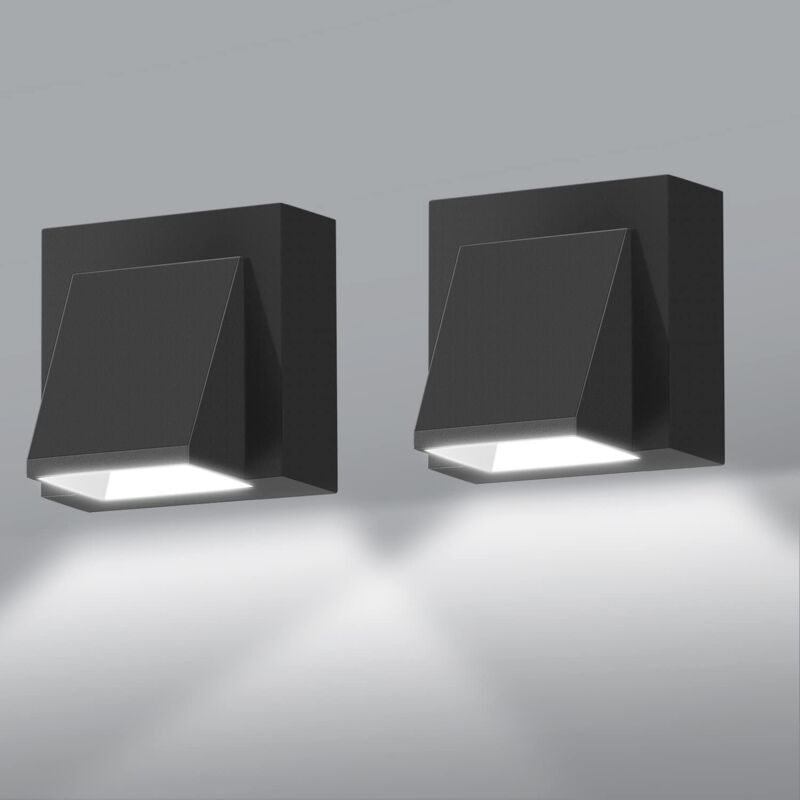 Dwa zestawy zewnętrznych lamp ściennych, zewnętrzne lampy ścienne LED 6W, chłodne białe światło 6000K, aluminiowe lampy ścienne zewnętrzne