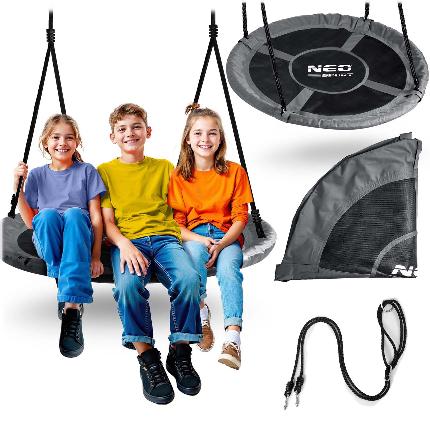 Huśtawka ogrodowa Neo-sport NS-103 mocna bocianie gniazdo fotel wiszący 110 cm XXL