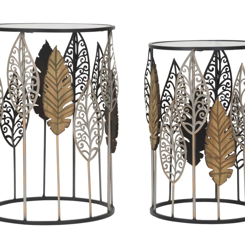 Zestaw Stolików Pomocniczych Liść 65, Metal, Wielokolorowy, Seven Design