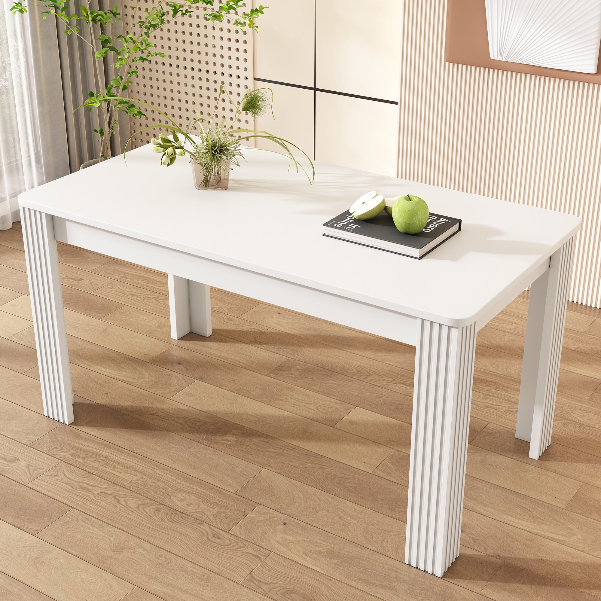Stół jadalny prostokątny dla 4-6 osób - Płyta wiórowa - 116 x 65 x 75 cm - Biały