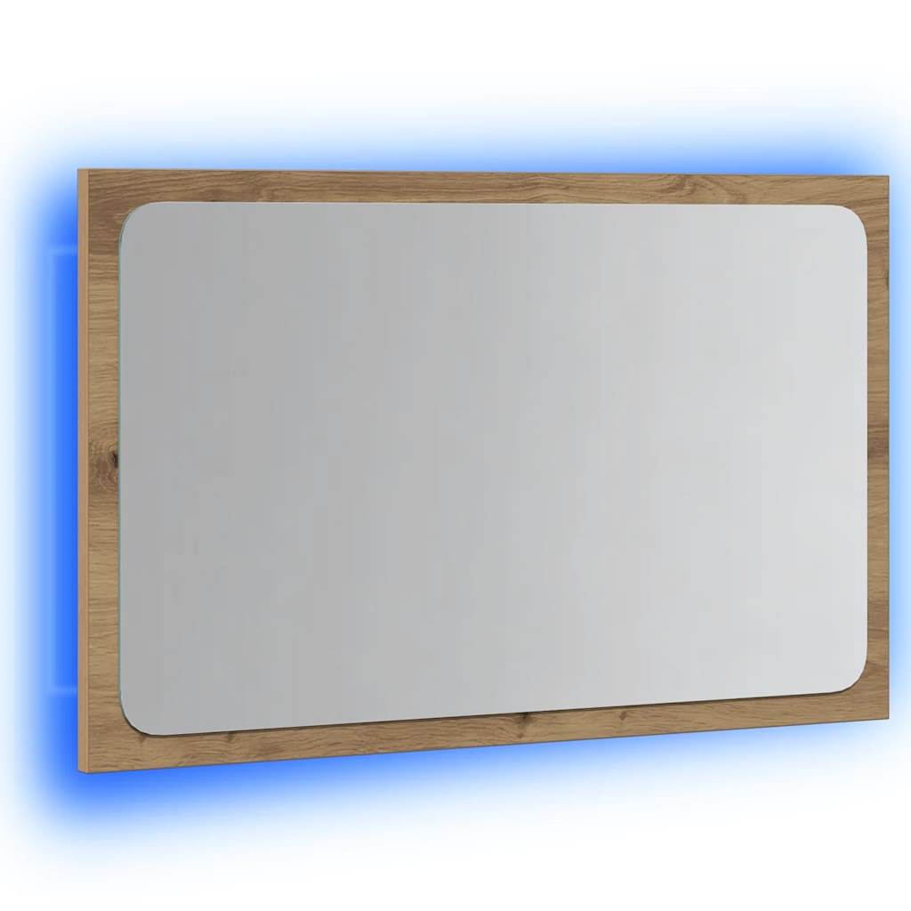 Lustro łazienkowe z LED, dąb artisan, 60x8,5x38 cm