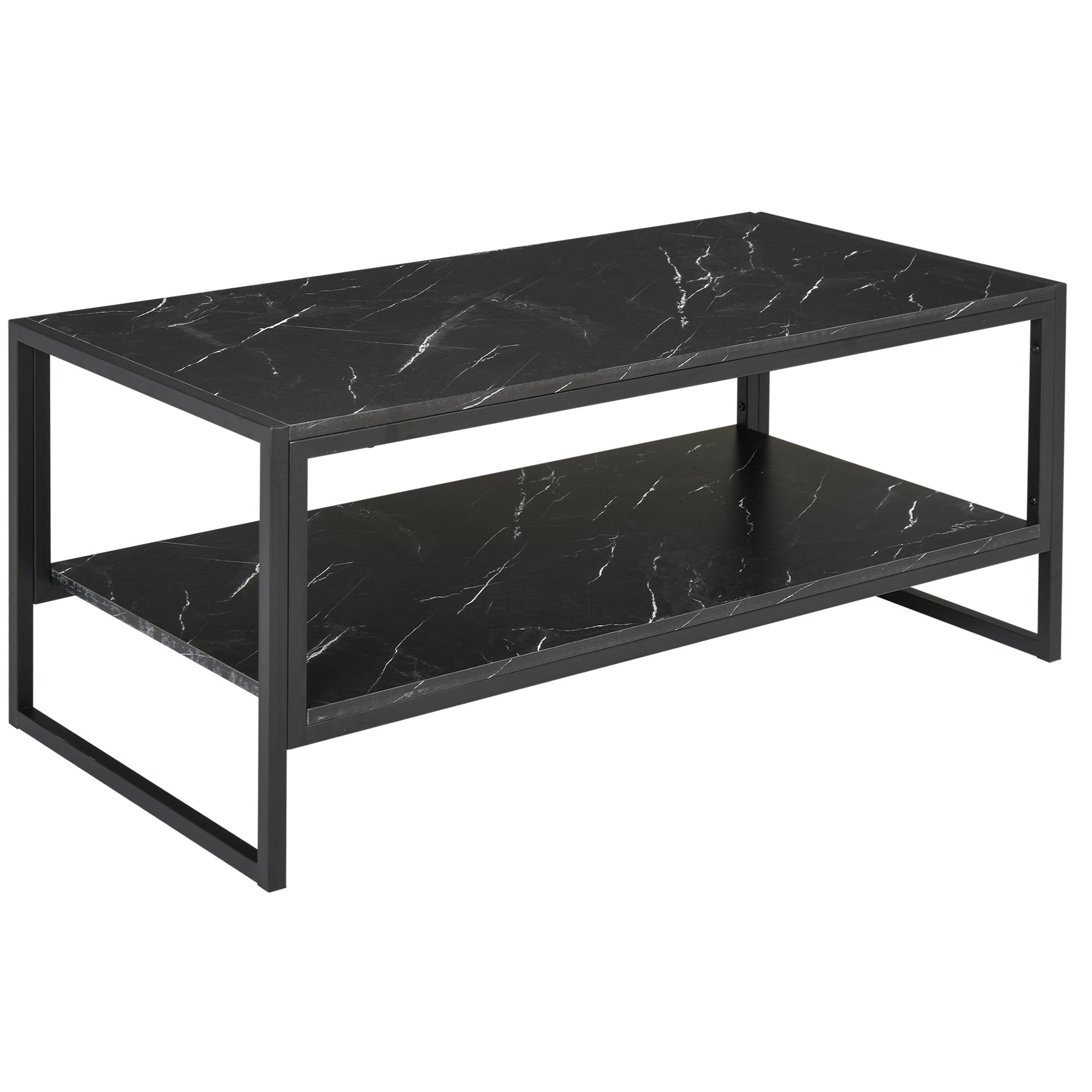 Nowoczesny stolik kawowy z 2 półkami 106 x 50 x 47 cm, czarny