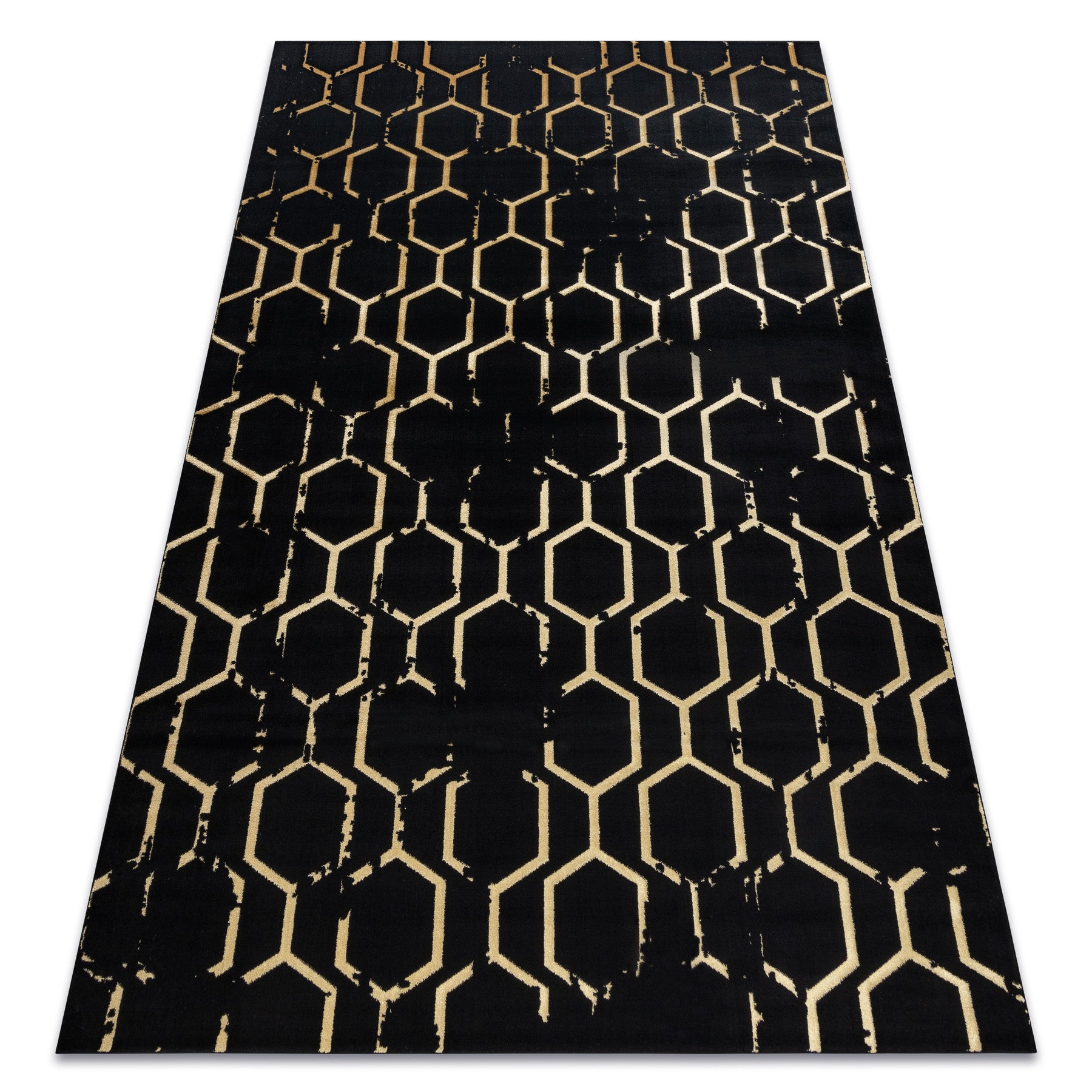 Dywan GLOSS nowoczesny 407C 86 stylowy, glamour, art deco czarny / złoty 160x220 cm