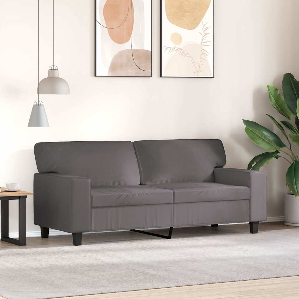 2-osobowa sofa, szary, 140 cm, sztuczna skóra
