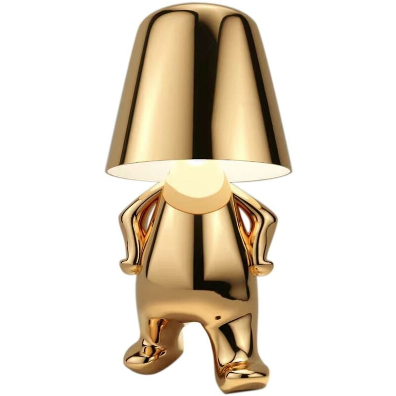 19x10x10cm Lampki Stołowe Led Mały Złoty Człowiek Sterowane Dotykowo Ściemnialna Lampka Barowa Nocna