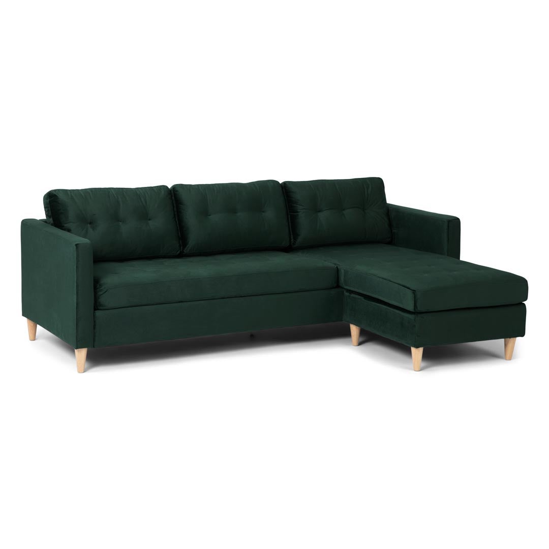 Marino sofa BA1, szezląg prawy lub lewy, aksamitna zieleń.