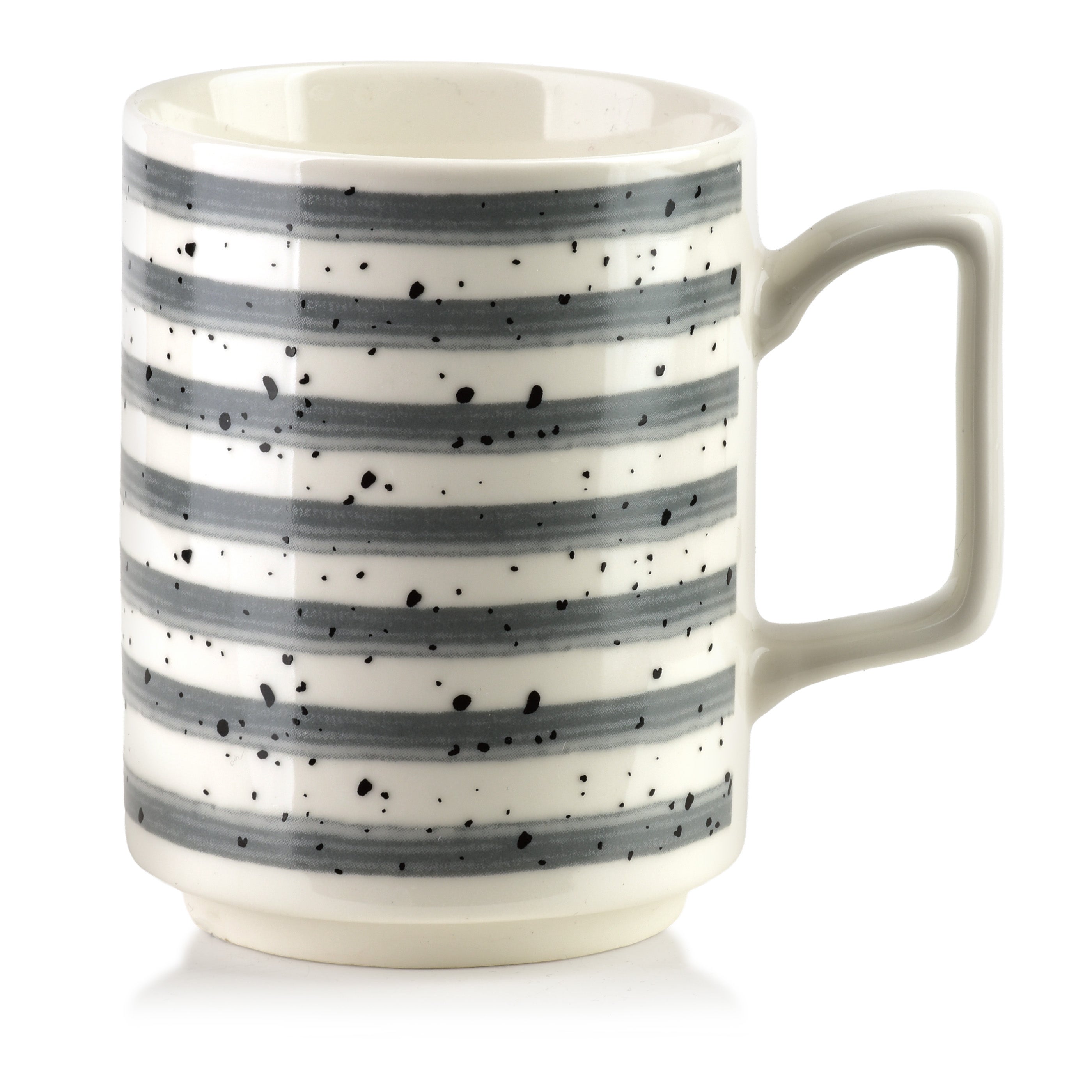 kubek porcelana AffekDesign Mojra 8x11x10cm szare paski 1szt